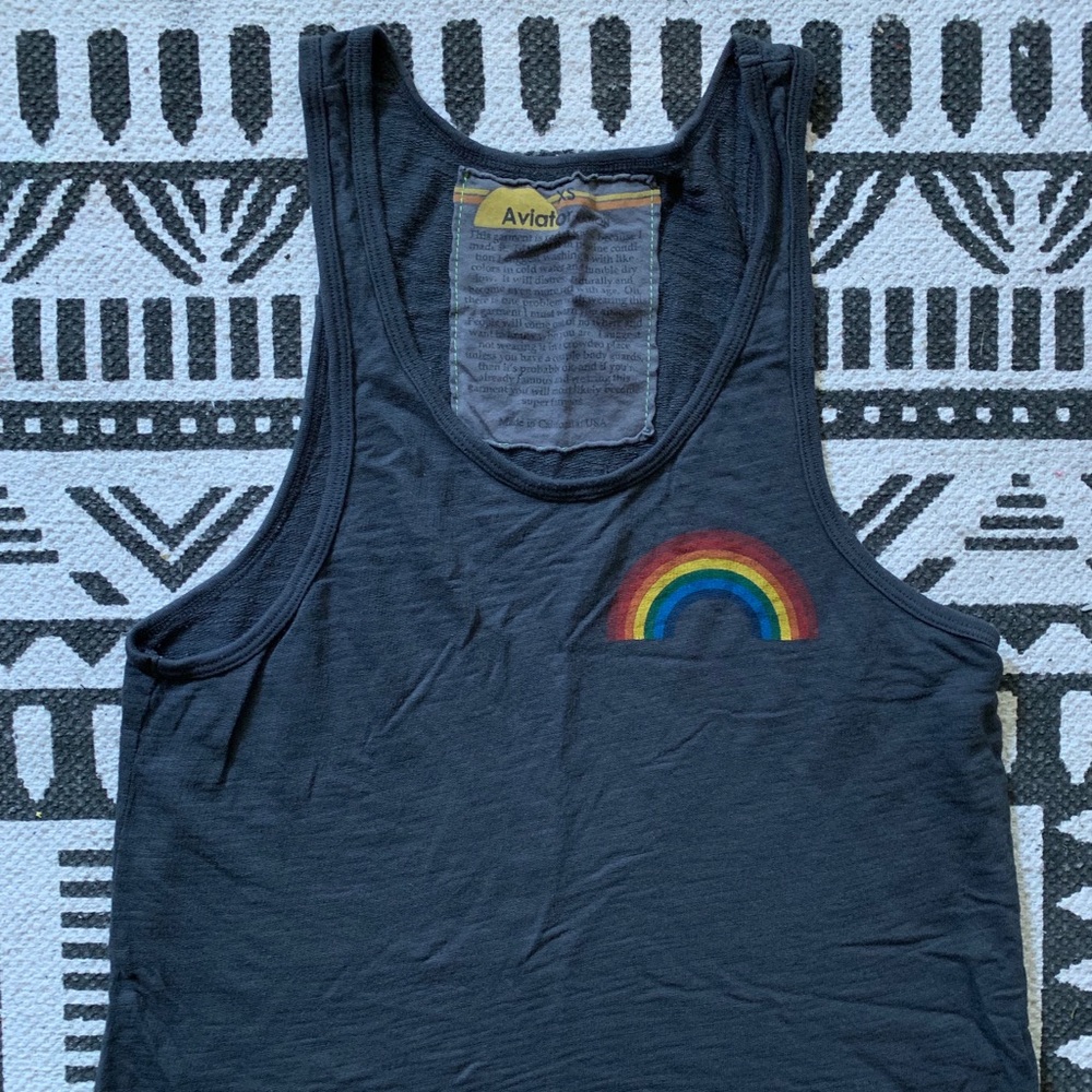 Stitch rainbow tank top 🌈 Aviator Nation XS